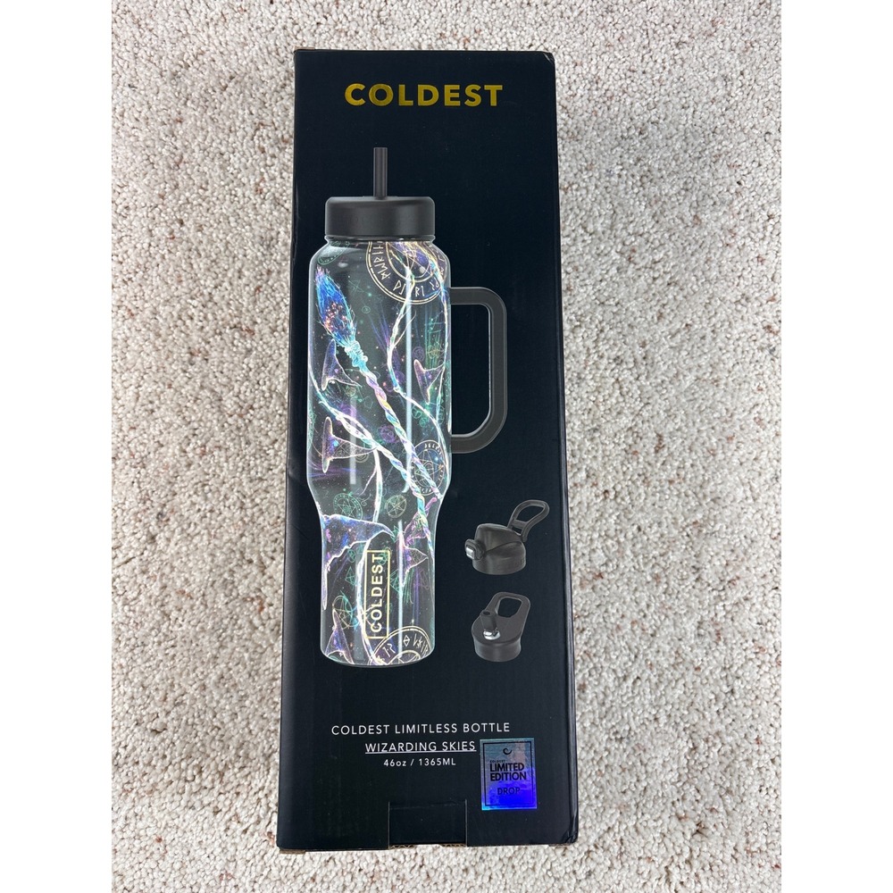 Coldest Limitless Bottle 46oz Wizarding Skies Black Magic Celestial Tumbler NEW